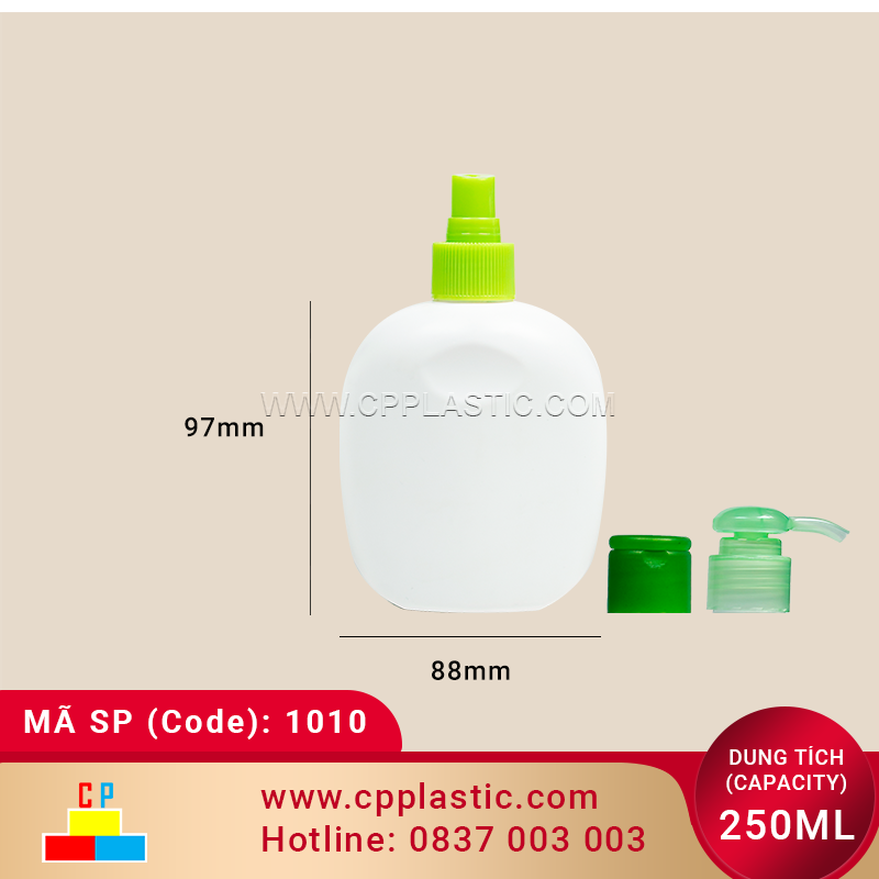 Bottle 250 ML with Flip Top Cap, Lotion Pump, Fine Mist Sprayer